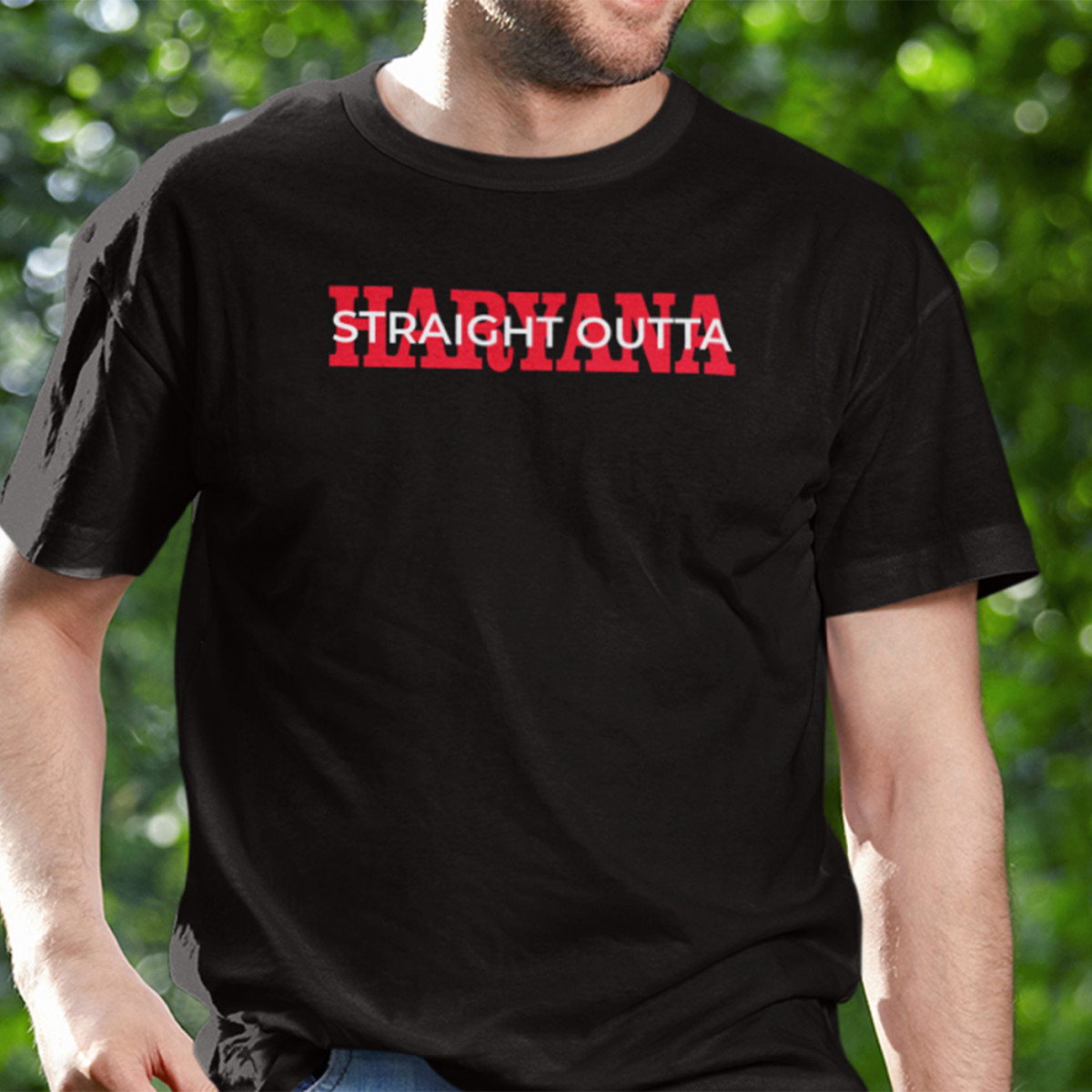 Buy Haryana Straight Outta T Shirts - Haryanvi Printed T Shirt For Men