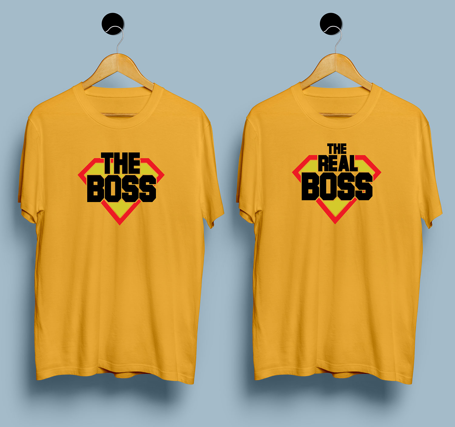 Matching Couple T Shirts - Buy The Boss The Real Boss Couple T Shirt Online